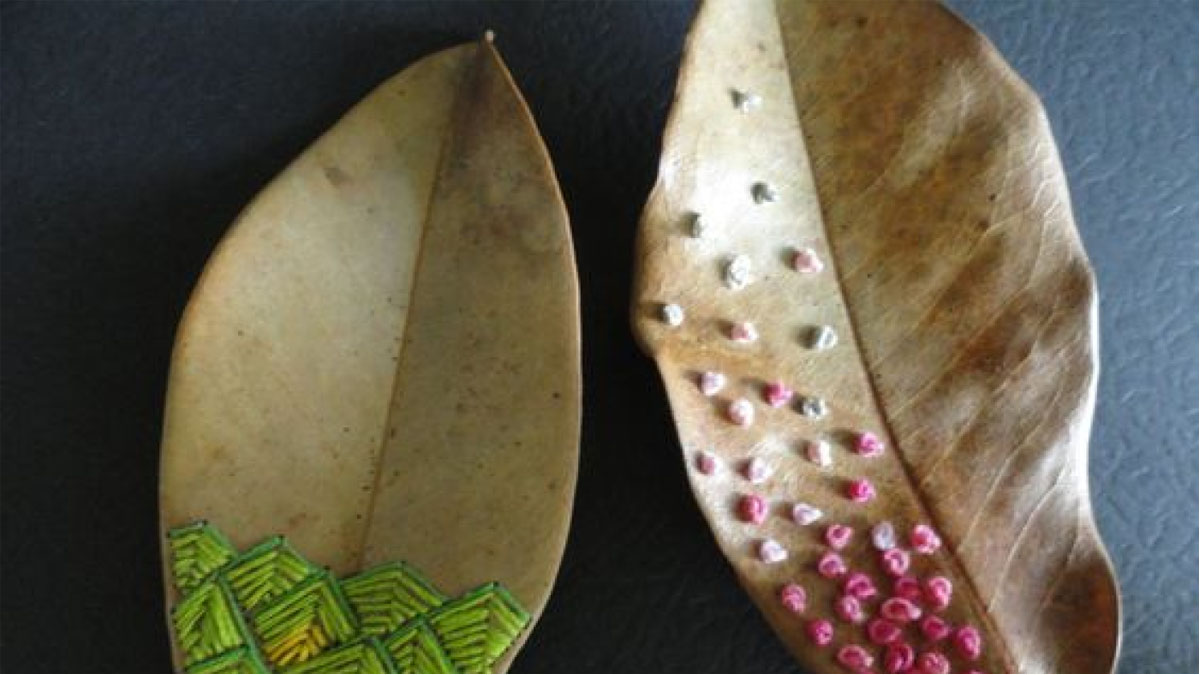 Unconventional Embroidery Leaf Stitching at Chicago Botanic Garden 